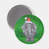 Elephant Kerstmis op groen Magneet (Voorkant / Achterkant)