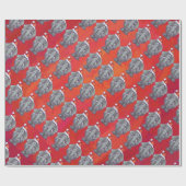 Elephant Kerstmis op rood Cadeaupapier (Vlak)