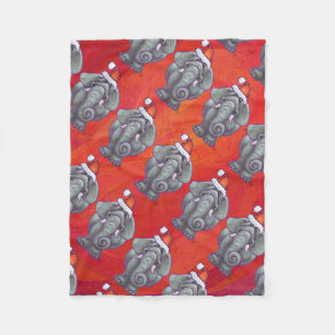 Elephant Kerstmis op rood Fleece Deken