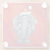 Elephant Kerstmis op rood Glazen Onderzetter (Achterkant)