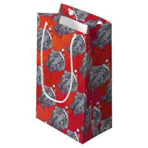 Elephant Kerstmis op rood Klein Cadeauzakje