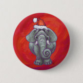 Elephant Kerstmis op rood Ronde Button 5,7 Cm (Voorkant)