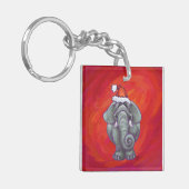 Elephant Kerstmis op rood Sleutelhanger (Voorkant Links)
