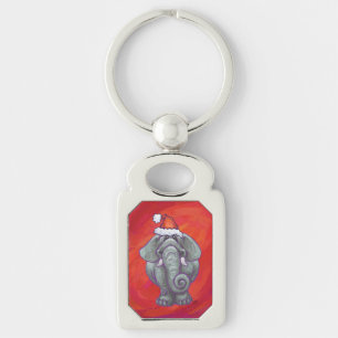 Elephant Kerstmis op rood Sleutelhanger