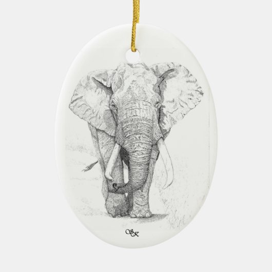 Elephant kerstversiering keramisch ornament (Voorkant)