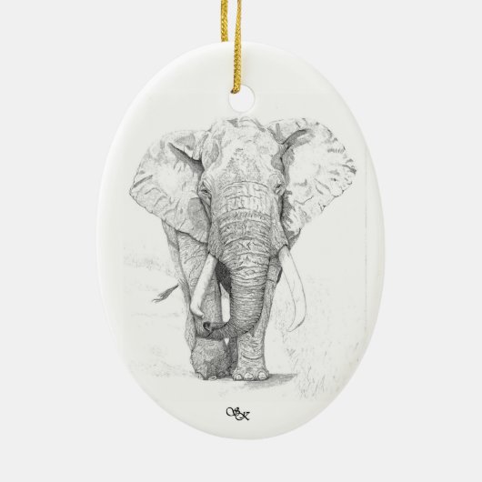 Elephant kerstversiering keramisch ornament (Achterkant)