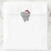 Elephant Kerstwinter Dieren Olephani Classi Ronde Sticker (Tas)
