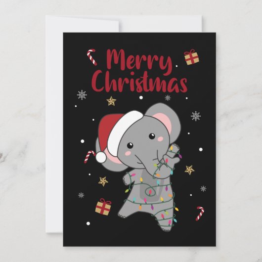 Elephant Kerstwinter Winter Animals Elephans A Feestdagenkaart (Voorkant)