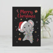 Elephant Kerstwinter Winter Animals Elephans A Feestdagenkaart (Staand voorkant)