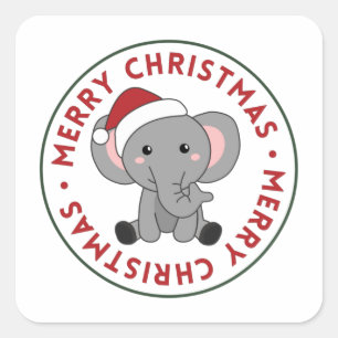 Elephant Kerstwinter Winter Animals Elephans S Vierkante Sticker