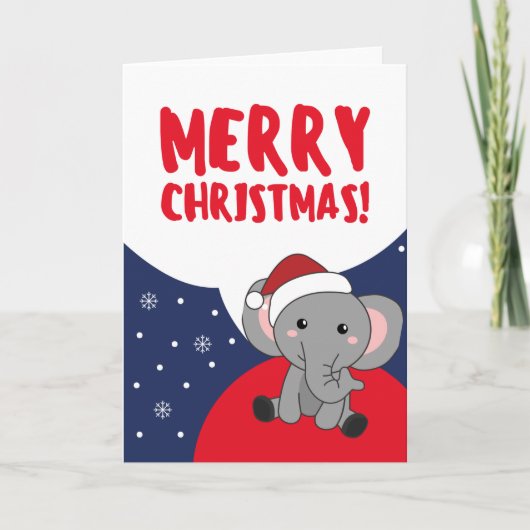 Elephant Kerstwinter Winter Animals Elephants Feestdagen Kaart (Voorkant)
