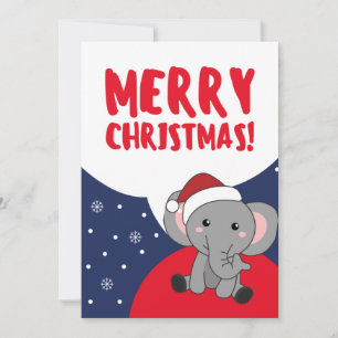 Elephant Kerstwinter Winter Animals Elephants Feestdagenkaart