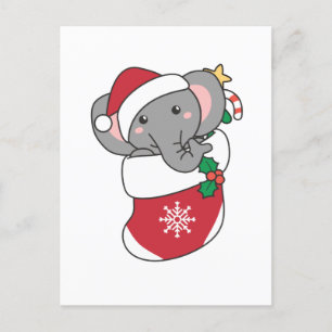 Elephant Kerstwinter Winter Animals Elephants Feestdagenkaart