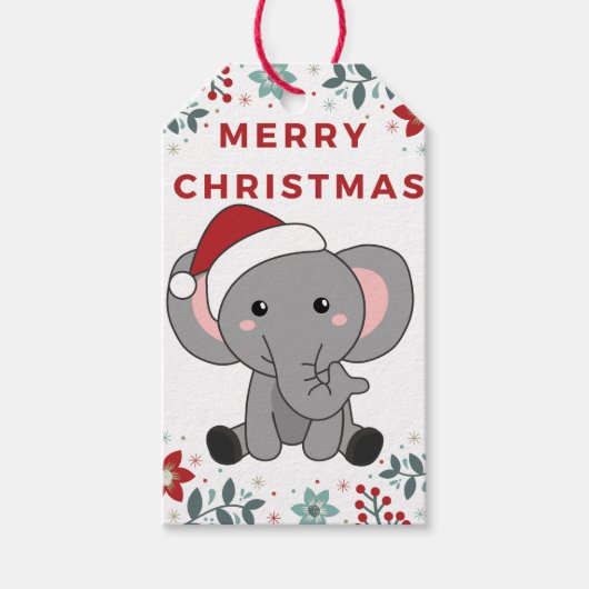 Elephant kerstwinter Winter Animals Elephants G Cadeaulabel (Voorkant)