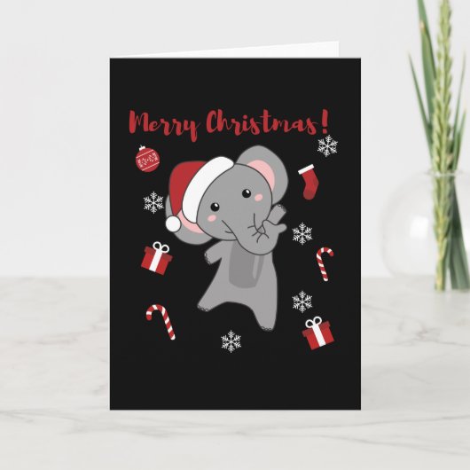 Elephant Kerstwinter Winter Animals Elephants Kaart (Voorkant)