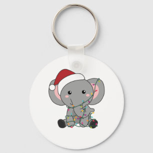 Elephant Kerstwinter Winter Animals Elephants Sleutelhanger