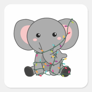 Elephant Kerstwinter Winter Animals Elephants Vierkante Sticker