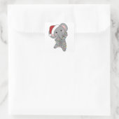 Elephant Kerstwinter Winter Animals Elephants Vierkante Sticker (Tas)