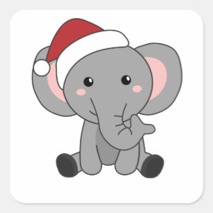 Elephant Kerstwinter Winter Animals Elephants Vierkante Sticker