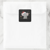Elephant Kerstwinter Winter Animals Elephants Vierkante Sticker (Tas)