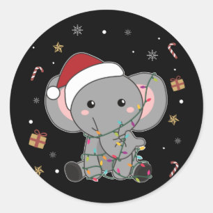 Elephant Kerstwinter winterdieren Olephans C Ronde Sticker