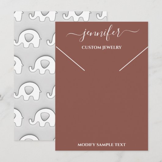 Elephant Ketting Display Kaart Brown (Voorkant / Achterkant)