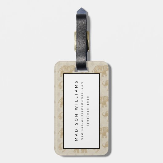 Elephant Khaki Caravan Pattern Bagagelabel (Achterkant verticaal)