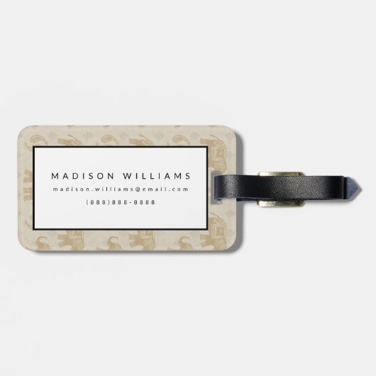 Elephant Khaki Caravan Pattern Bagagelabel (Achterkant horizontaal)