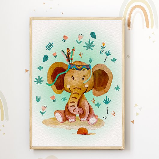 Elephant Kinder Room Poster Animal Nursery Print