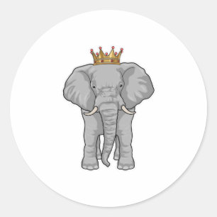 Elephant King Crown Ronde Sticker