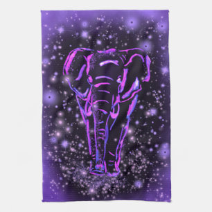 Elephant Kitchen Towel Paars Pink Sterrennacht Theedoek