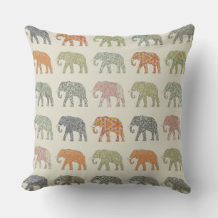 Elephant kleurrijk dierenpatroon hedendaags buitenkussen