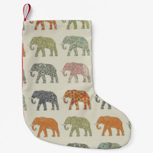 Elephant kleurrijk dierenpatroon hedendaags kleine kerstsok