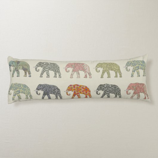 Elephant kleurrijk dierenpatroon hedendaags lichaamskussen (Achterkant)