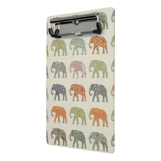 Elephant kleurrijk dierenpatroon hedendaags mini klembord (Angled2)