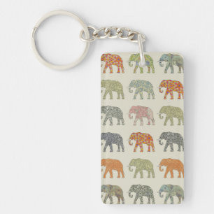 Elephant kleurrijk dierenpatroon hedendaags sleutelhanger