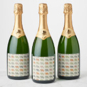 Elephant kleurrijk dierenpatroon hedendaags sparkling wijnetiket (Flessen)