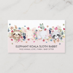 ELEPHANT KOALA SLOTH RABBIT BABY ANIMAL'S VISITEKAARTJE