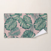 Elephant leaf print roze handdoek (Handdoek)