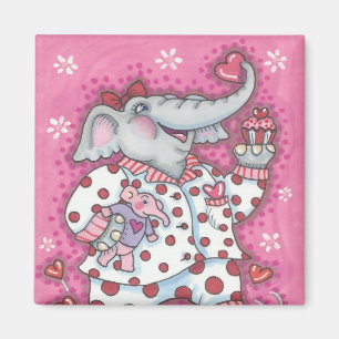 Elephant Lieverd VALENTIJN MAGNET Square Magneet