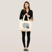 Elephant Life signature reuzentas in Blues Grote Tote Bag (Voorkant (model))