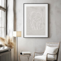 Elephant Line Art | Minimalistisch Safari-Poster
