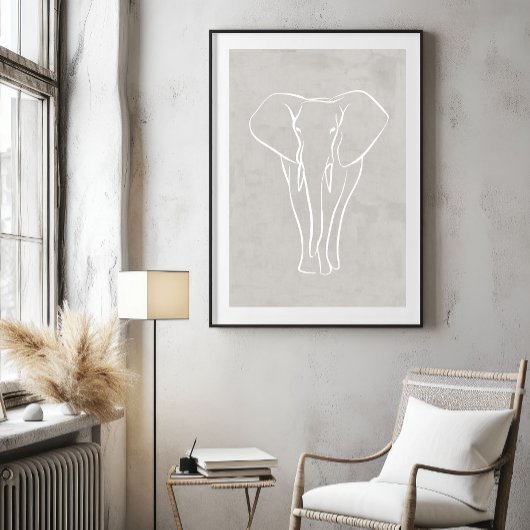 Eléphant Line Art | Poster minimaliste Safari