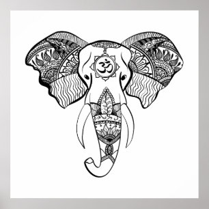 Elephant line drawing poster