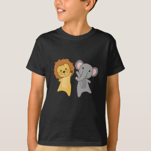 Elephant lion dierentuin koelt dieren voor in het t-shirt
