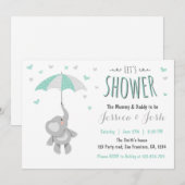 Elephant Little Peanut Baby shower Invitation Mint Kaart (Voorkant / Achterkant)
