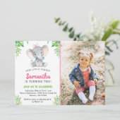 Elephant Little Peanut Girl Verjaardagsfeestje Fot Kaart (Staand voorkant)