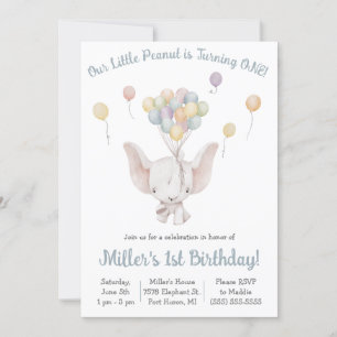 Elephant, Little Peanut, Theenmaal Birthday Party Kaart