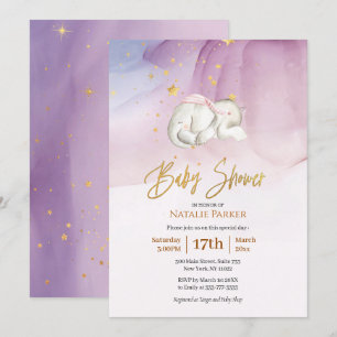 Elephant Little Star Waterverf Baby shower Kaart