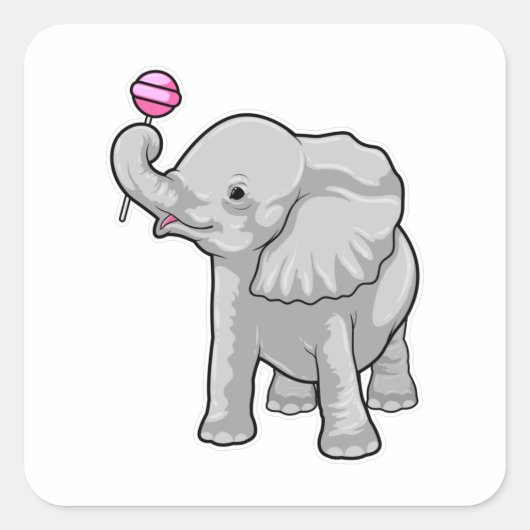 Elephant Lollipop Vierkante Sticker (Voorkant)